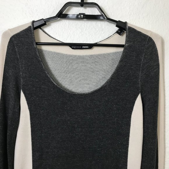 Alexander McQueen x Puma Sweater Size S Colorblock Viscose Blend Gray Ivory - Picture 2 of 14